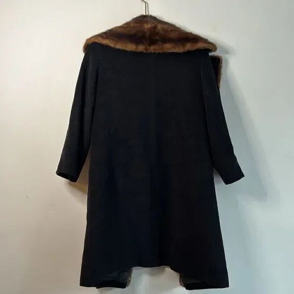 Cinzia Rocca Black Coat Jacket w/ brown Mink Fur coat - 4 - Picture 7 of 9